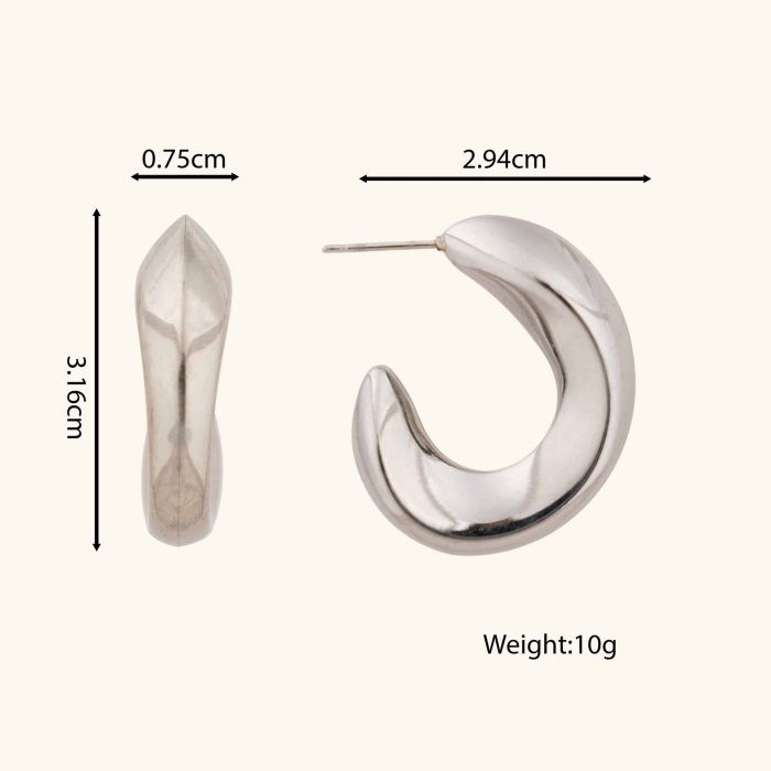 Classic Stylish Hook Shape Jewelry Earrings Waterproof Stainless Steel Women's  Stud Earrings - Image 6