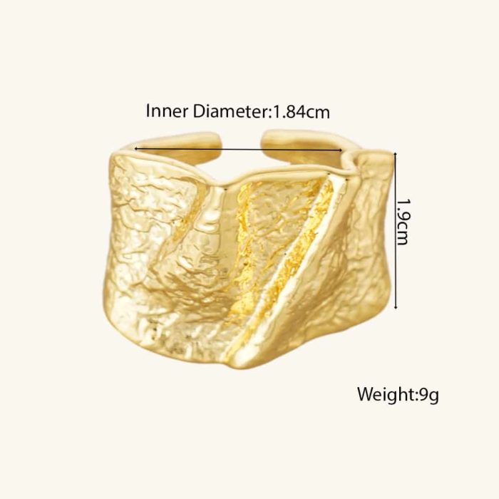 Vintage Fashionable Jewelry Chunky Irregular Textured Thick Wide Brass Adjustable Open Rings for Women Accessories - Image 6