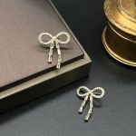 16K Gold Plated Vintage Style Brass Stud Earrings with Knot Bow Shape and Zircon Inlay Women's Party Gift - Image 5