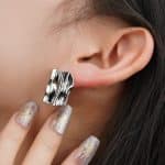 Hypoallergenic Stainless Steel Handmade Earrings Women Luxury Silver Jewelry Stud Earrings - Image 5