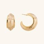 New Arrival 2024 Fashion Jewelry Earrings 18K Gold Plated Chunky Textured Brass Open Hoop Earrings for Women