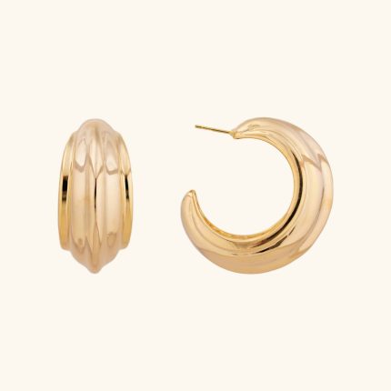 New Arrival 2024 Fashion Jewelry Earrings 18K Gold Plated Chunky Textured Brass Open Hoop Earrings for Women