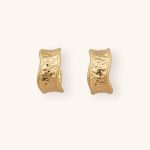 Gold irregular type C stud earring minimalist geometry design copper plated 18K gold open hoop earrings for women jewelry