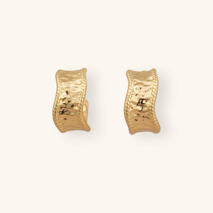 Gold irregular type C stud earring minimalist geometry design copper plated 18K gold open hoop earrings for women jewelry - Image 1