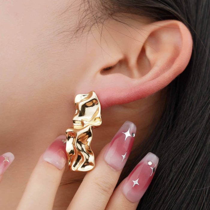 Irregular Square Stud Earrings For Women Tarnish Free Jewelry aretes y accesori por mayor - Image 5