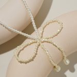 Fashion Vintage Design Jewelry Full Beaded Imitation Pearl Knot Bow Shape Pendent Necklace Women's Gift - Image 2