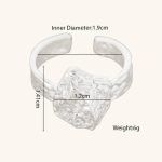 Chunky Irregular Geometry Silver-Plated Brass Rings Open and Resizable Fashion Accessories - Image 6