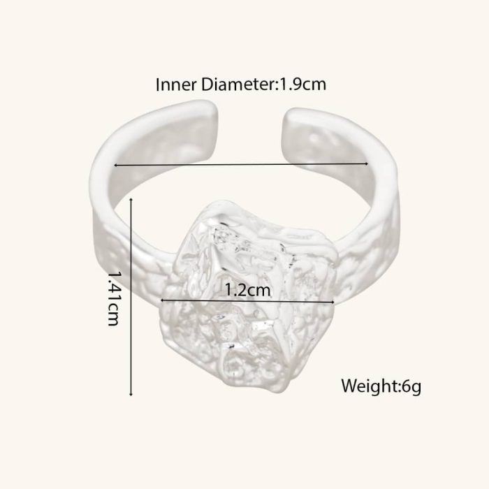 Chunky Irregular Geometry Silver-Plated Brass Rings Open and Resizable Fashion Accessories - Image 6