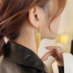 Factory Wholesale Earrings 18K Gold Plated Brass Dangle Tassel Earrings for Women Jewelry - Image 4