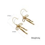 New Design Elegant Women's Stainless Steel Jewelry Tarnish-Free 18K Gold Plated Vintage Style Knot Bow Pendant Earrings - Image 6