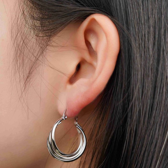 Professional Manufacture Nice Price Lightweight Stainless Steel Hoop Artisan Crafted Metal Earrings For Formal Occasions - Image 4