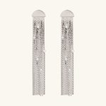 Luxury Trendy Zirconia Diamond Brass Based Dangle Tassel Stud Earrings for Women Events