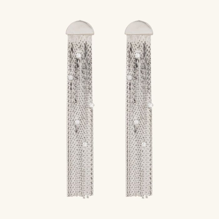 Luxury Trendy Zirconia Diamond Brass Based Dangle Tassel Stud Earrings for Women Events - Image 1