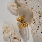 Factory Wholesale 18K Gold Plated Twisted Adjustable Chunky Textured Fashion Rings for Women's Stylish Jewelry - Image 4