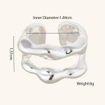 New Arrival Stylish Jewelry Two Chunky Layers Polished Silver Plated Brass Women's Fashion Resizable Rings - Image 6