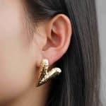 Factory Sale Various Zinc Alloy Material Irregular Heart Shape Stud Earrings Gold Plated - Image 4