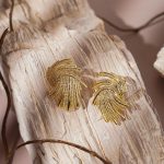 2024 Fashionable Vintage Jewelry 18K Gold Plated Spiral Splash Textured Brass Stud Earrings - Image 2