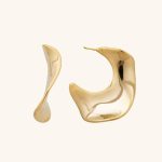 Wholesale Fine Jewelry Chunky Irregular Geometric Shape 18K Gold Plated Brass Stud Earrings for Women Daily Wear
