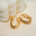 Fashion Jewelry Wholesale 18K Gold Plated 3 Layers Beads Brass Hoop Earrings for Women - Image 2