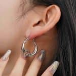 Professional Manufacture Nice Price Lightweight Stainless Steel Hoop Artisan Crafted Metal Earrings For Formal Occasions - Image 3