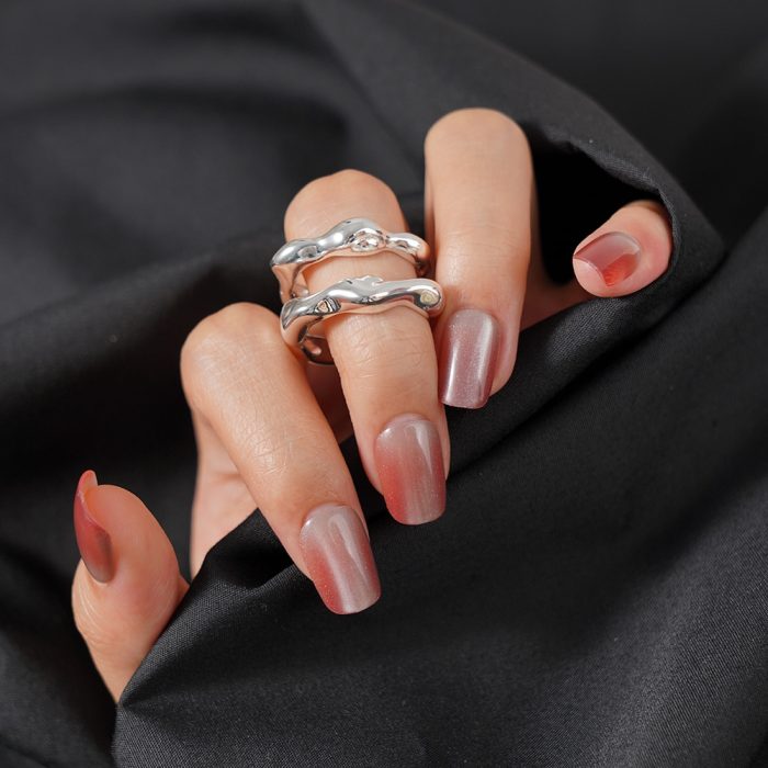 New Arrival Stylish Jewelry Two Chunky Layers Polished Silver Plated Brass Women's Fashion  Resizable Rings - Image 3