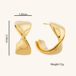 New Arrival Vintage Style Double Chunky Layers Twisted 18K Gold Plated Minimalist Brass Open Hoop Earrings - Image 6