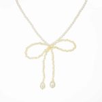 Fashion Vintage Design Jewelry Full Beaded Imitation Pearl Knot Bow Shape Pendent Necklace Women's Gift