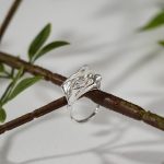 Wholesale Fine Jewelry Silver Plated Imitation Pearl Inlay Chunky Irregular Textured Open Resizable Fashion Rings - Image 5