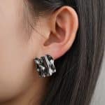 Hypoallergenic Stainless Steel Handmade Earrings Women Luxury Silver Jewelry Stud Earrings - Image 4