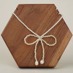 Fashion Vintage Design Jewelry Full Beaded Imitation Pearl Knot Bow Shape Pendent Necklace Women's Gift - Image 3