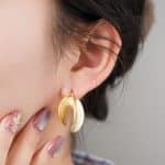 2024 Vintage Stylish Jewelry Chunky Textured Irregular Geometric Design Brass Hoop Earrings for Women's Gift - Image 5