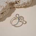 New Arrival Women's Fashionable Brass Ring Resizable Silver Plated with Bowknot Stylish Jewelry - Image 3