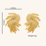 2024 Fashionable Vintage Jewelry 18K Gold Plated Spiral Splash Textured Brass Stud Earrings - Image 6