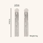 Luxury Trendy Zirconia Diamond Brass Based Dangle Tassel Stud Earrings for Women Events - Image 2