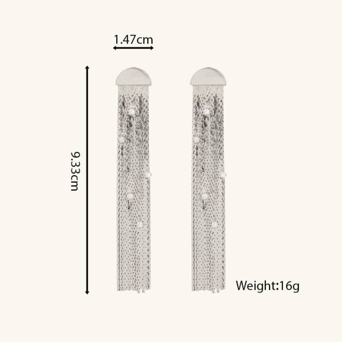 Luxury Trendy Zirconia Diamond Brass Based Dangle Tassel Stud Earrings for Women Events - Image 2