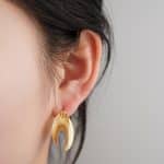 2024 Vintage Stylish Jewelry Chunky Textured Irregular Geometric Design Brass Hoop Earrings for Women's Gift - Image 4