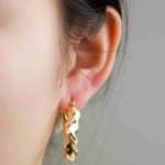 Trendy Design Stylish Jewelry 18K Gold Plated Twisted Big Circle Brass Hoop Earrings for Women - Image 3