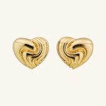 Various Good Quality Gold Plated Twisted Textured Heart Shape Alloy Classy Stud Earrings