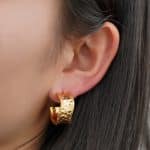 Gold irregular type C stud earring minimalist geometry design copper plated 18K gold open hoop earrings for women jewelry - Image 4