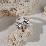 New Arrival Women's Fashionable Brass Ring Resizable Silver Plated with Bowknot Stylish Jewelry - Image 2