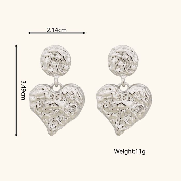 Hot Selling Zinc Alloy Irregular Heart Earrings For Lady Real Silver Fashion Drop Earrings Wholesale 2024 Jewelry - Image 2