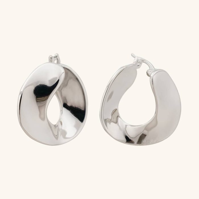 2024 New Minimalist Design Chunky Twisted Palladium Plated Brass Hoop Earrings for Ladies Jewelry - Image 5