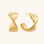 New Arrival Vintage Style Double Chunky Layers Twisted 18K Gold Plated Minimalist Brass Open Hoop Earrings