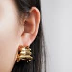 Brass golden corrugated earrings for women New small rectangular pleated earrings fashion jewelry 2024 - Image 3