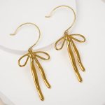 New Design Elegant Women's Stainless Steel Jewelry Tarnish-Free 18K Gold Plated Vintage Style Knot Bow Pendant Earrings - Image 4