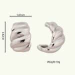 Fashion Jewelry Wholesale Palladium Plated Half Hoop Earrings with Stud for Women Daily Wear Jewelry - Image 6