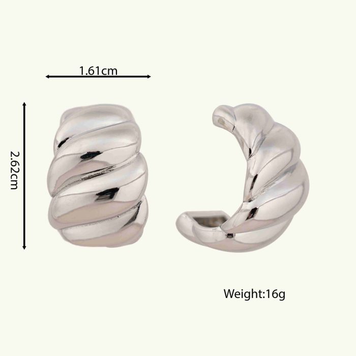 Fashion Jewelry Wholesale Palladium Plated Half Hoop Earrings with Stud for Women Daily Wear Jewelry - Image 6