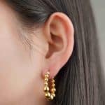 Reliable Quality Wholesale 18K Gold Plating Beaded Hoop Earrings for Women Accessories Earrings - Image 4
