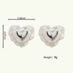 Guaranteed Quality Unique Imitation Rhodium Plated Irregular Heart-Shaped Stud Earrings for Women Gift - Image 6