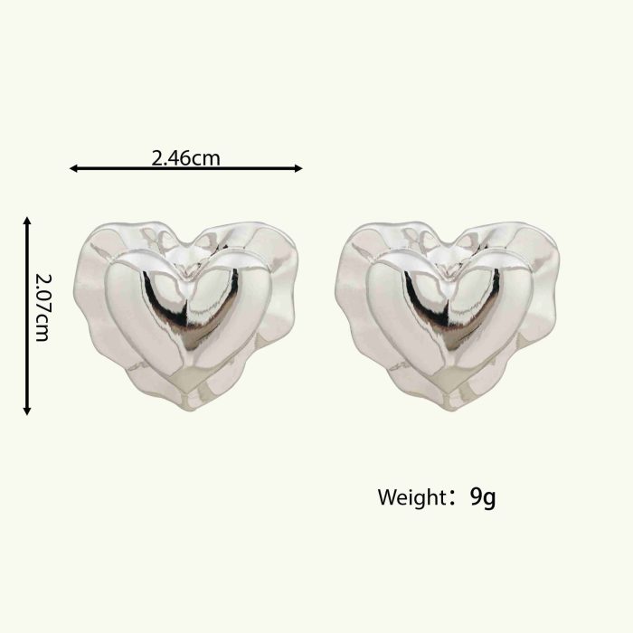 Guaranteed Quality Unique Imitation Rhodium Plated Irregular Heart-Shaped Stud Earrings for Women Gift - Image 6